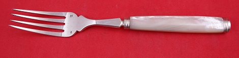Fish Fork sterling tines  w/ mother of pearl handle  8
